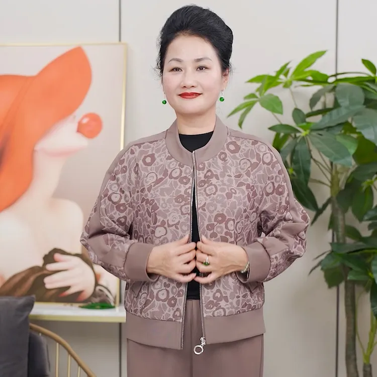 雅鹿秋新款运动套装印花大码中年妈妈装中老年女装两件套C26028B