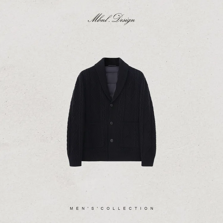 MBNL-F「 Cable Art」秦磊男装90白鹅绒绞花毛衣羽绒服LL-WYR7041