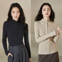 【秸熙】秋季纯色百搭亨利领打底衫弹力针织修身长袖毛衣4XD987