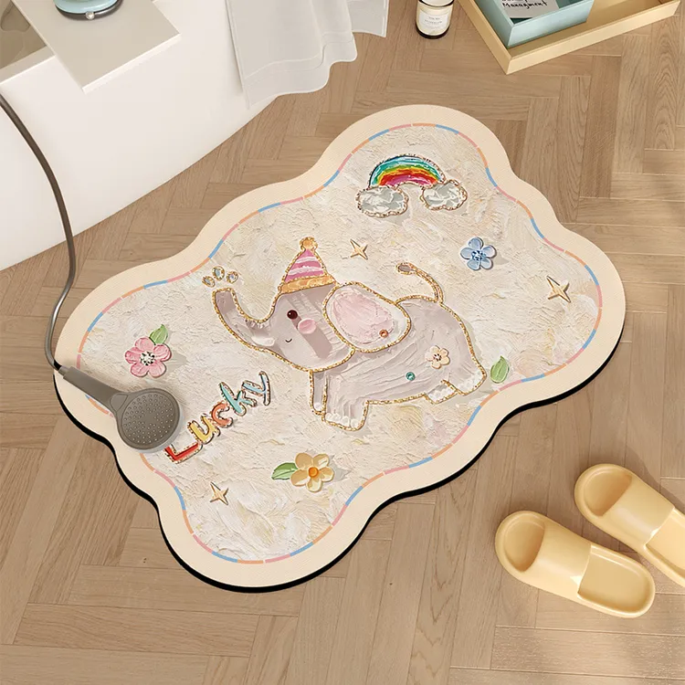 珠光小象软硅藻泥地垫脚垫吸水防滑卫生间浴室厕所洗手间门口地面