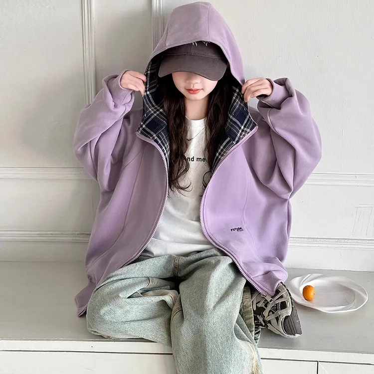 女童春秋款外套2025新款儿童秋季休闲夹克中大童秋季连帽棒球服潮