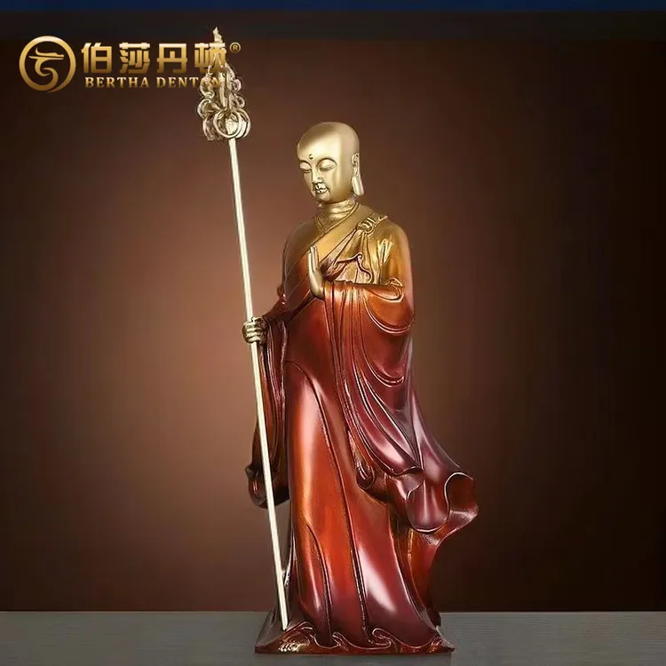 BERTHA DENTON/伯莎丹顿地藏王铜像铜彩绘九华山地藏菩萨站佛像