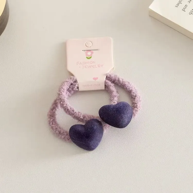 头绳儿童头发小女孩爱心毛绒宝宝发圈可爱丸子学生高弹力马尾皮筋