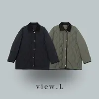 view.l 潮流经典 弧菱格 撞色翻领 鹅绒服W2699
