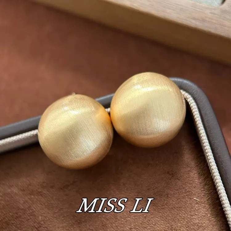 铜合金耳饰 【大馒头】拉丝简约百搭时尚经典s925银针