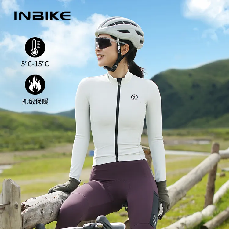 INBIKE抓绒骑行服秋冬季新款保暖长袖公路车自行车加绒外套女