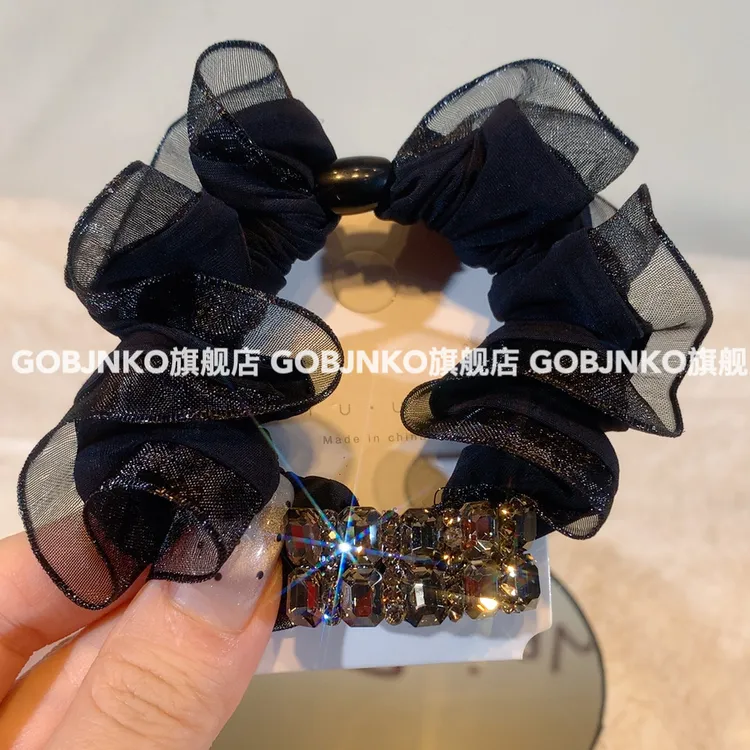 GOBJNKO日韩女瑞丽风甜美风发绳发圈原创设计欧若精灵风网纱头绳