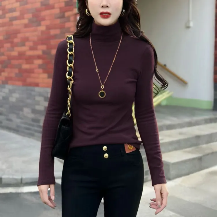 【加绒加厚】秋冬高领打底时尚长袖洋气修身内搭打底衫春秋3619