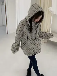 韩国东大门正品女装时尚点点连帽卫衣外套112532（NO退NO换）