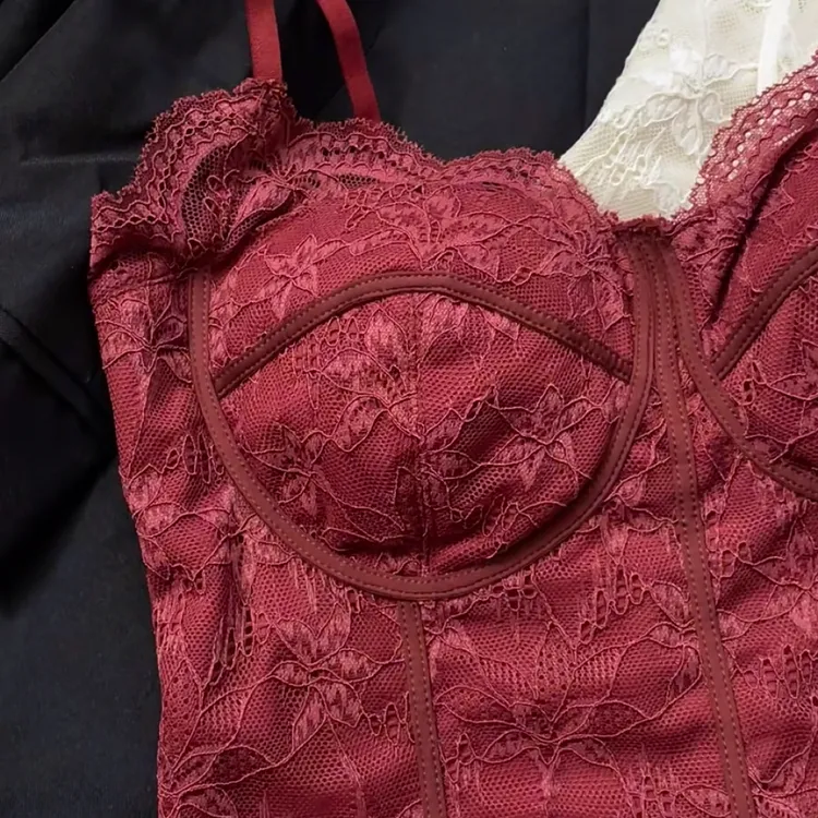 鱼骨蕾丝吊带背心女带胸垫内搭外穿打底