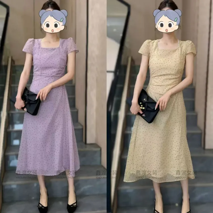 2025夏季新款时尚显瘦气质女士网红洋气连衣裙百搭款D5787