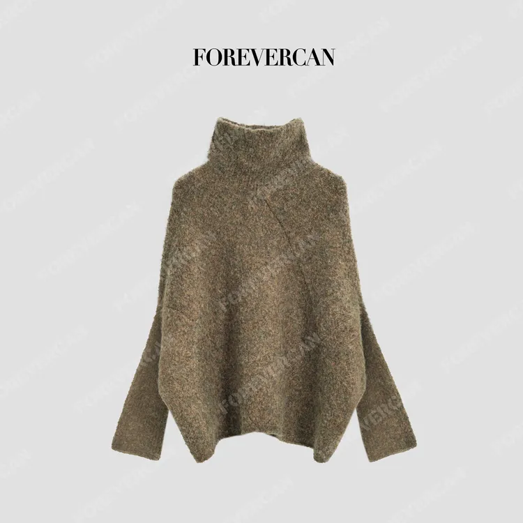 FOREVERCAN“苏格兰苔原”建筑解构高领蝙蝠袖针织毛衣 MY9430B
