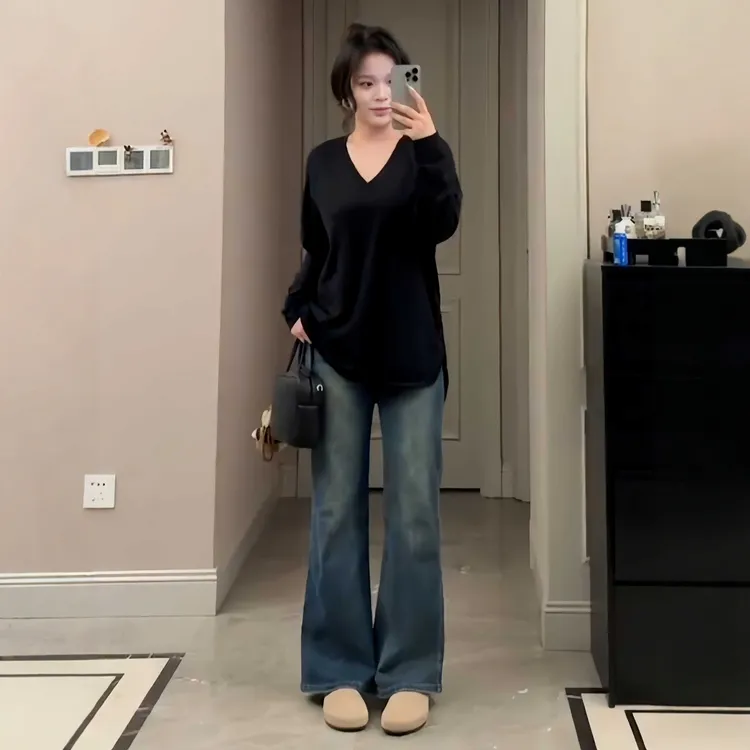 前短后长黑色卫衣女早秋新款设计感长袖遮屁股打底叠穿慵懒风上衣