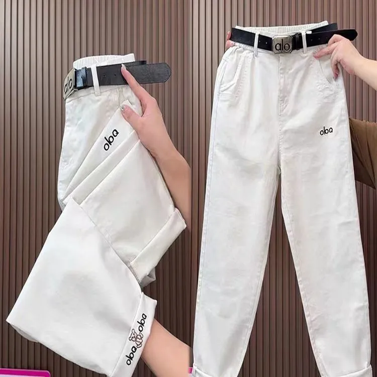 新款水洗棉春秋休闲裤女宽松显瘦时尚百搭哈伦裤高腰九分直筒女裤