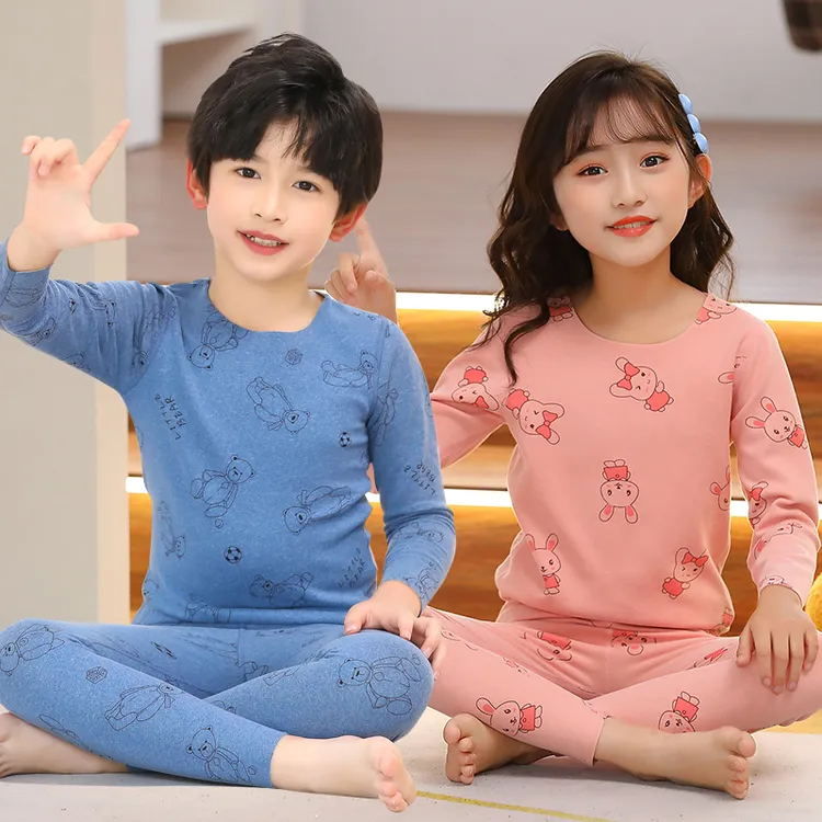 儿童保暖内衣套装秋冬季男童女童无痕磨毛中大童秋衣秋裤保暖套装