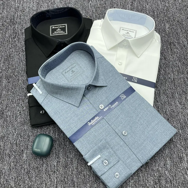 总裁男款DP免烫抗皱长袖短袖休闲男士衬衣高端衬衫商务轻奢纯色