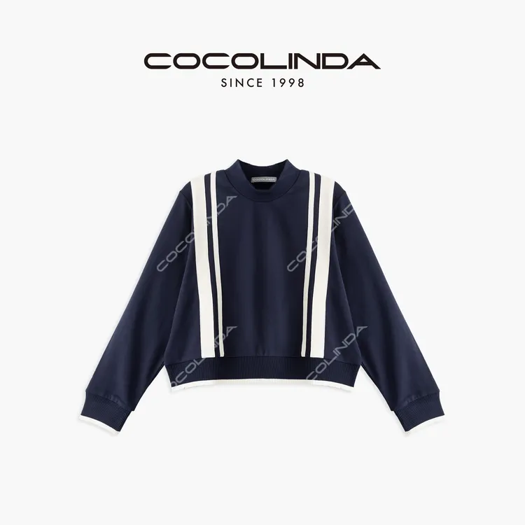 COCOLINDA | 棉质撞色立领网球服运动卫衣T2773