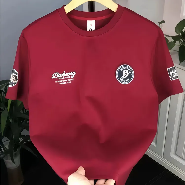 男士圆领休闲时尚春季纯棉印花百搭宽松男装T恤印花轻奢高品质