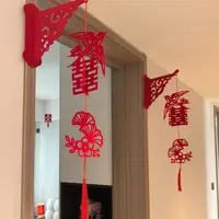 喜字灯笼蝴蝶小鸟吊饰新房客厅吊顶装饰高级感喜庆挂饰