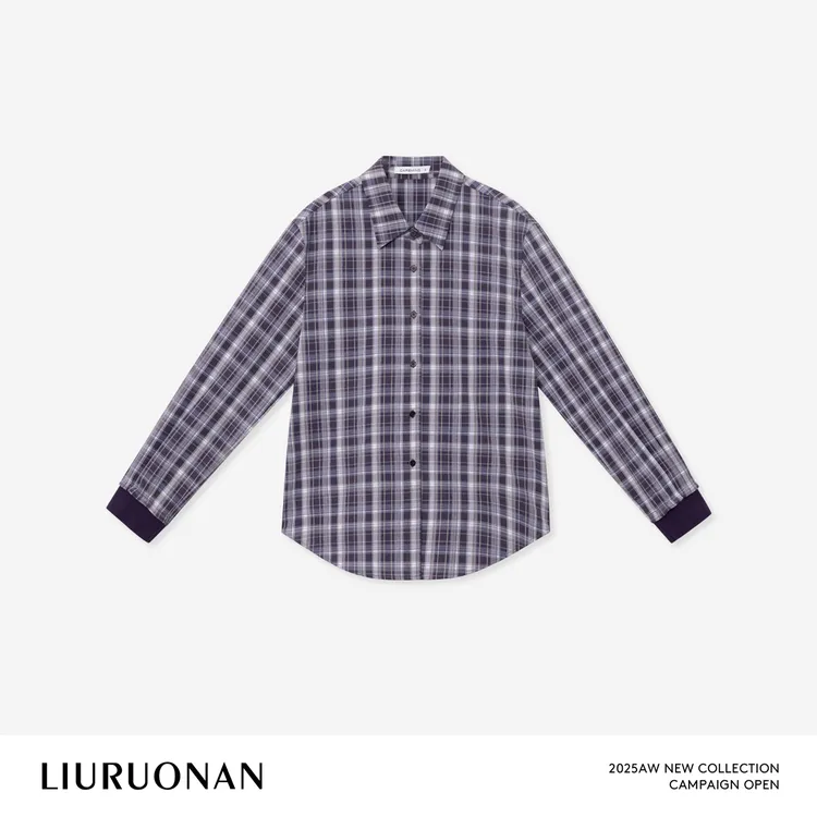 LIURUONAN 25WIN【藤校衬衫】复古格纹撞色袖口设计衬衣秋冬