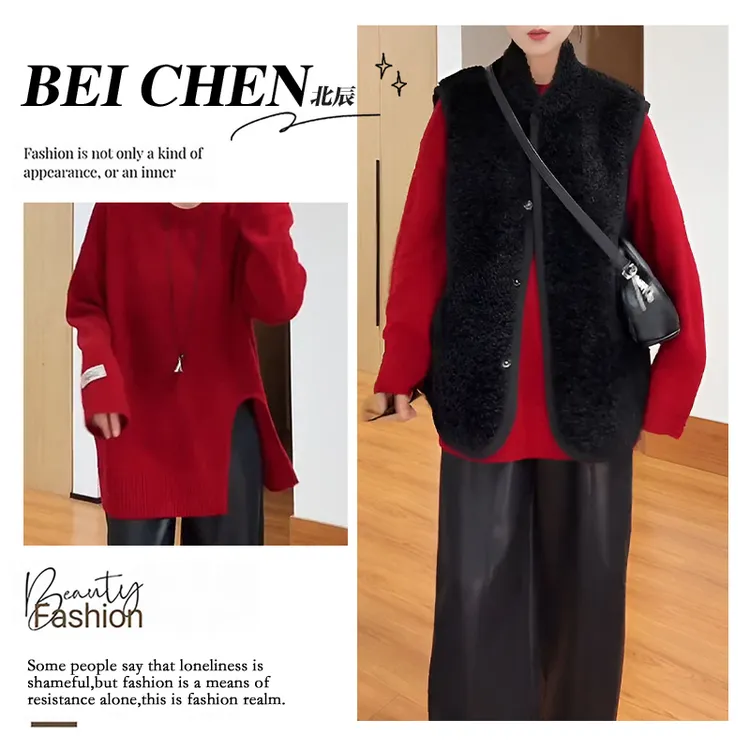 大码胖mm时尚设计感套装个性显瘦马甲针织打底衫休闲裤气质三件套