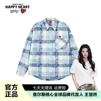 查尔斯桃心 透气格子长袖美式复古衬衫休闲情侣城市轻运动风y