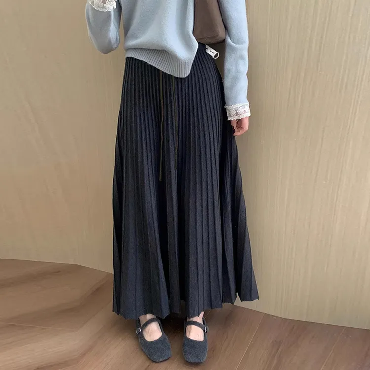 孕妇秋冬装2025新款秋季外穿时尚高腰显瘦百褶裙孕期无托腹半身裙