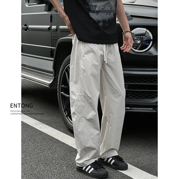 Entong美式潮牌宽松阔腿速干户外机能风休闲裤男生vibe直筒长裤子