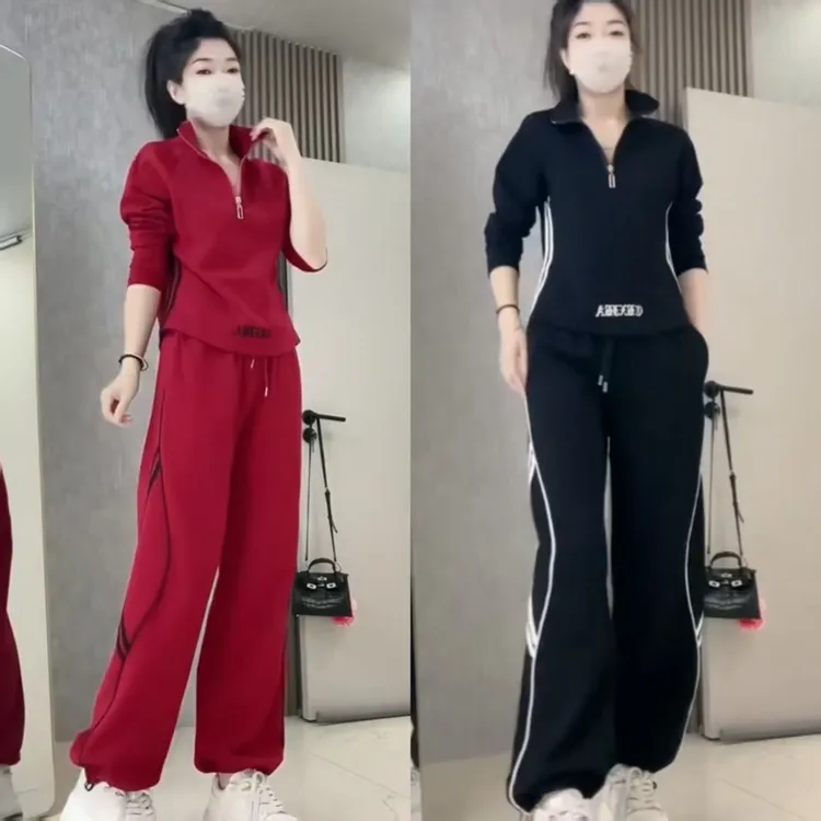 200斤胖mm春秋季大码女装休闲套装宽松显瘦减龄洋气运动服两件套