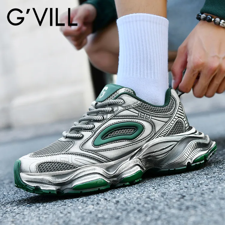 G-vill/贵之步秋季百搭老爹鞋男士时尚潮鞋透气增高厚底潮流男鞋