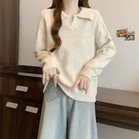 韩版时尚百搭针织衫翻领毛衣女2025新款休闲气质