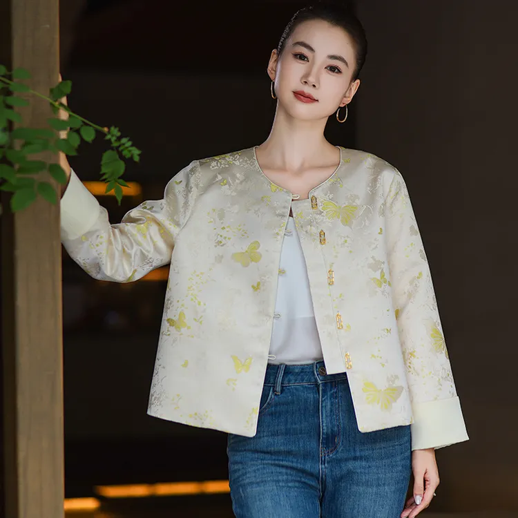 [蝴蝶飞舞]国风宋锦中国风提花外套女秋季新款新中式国风女装上衣