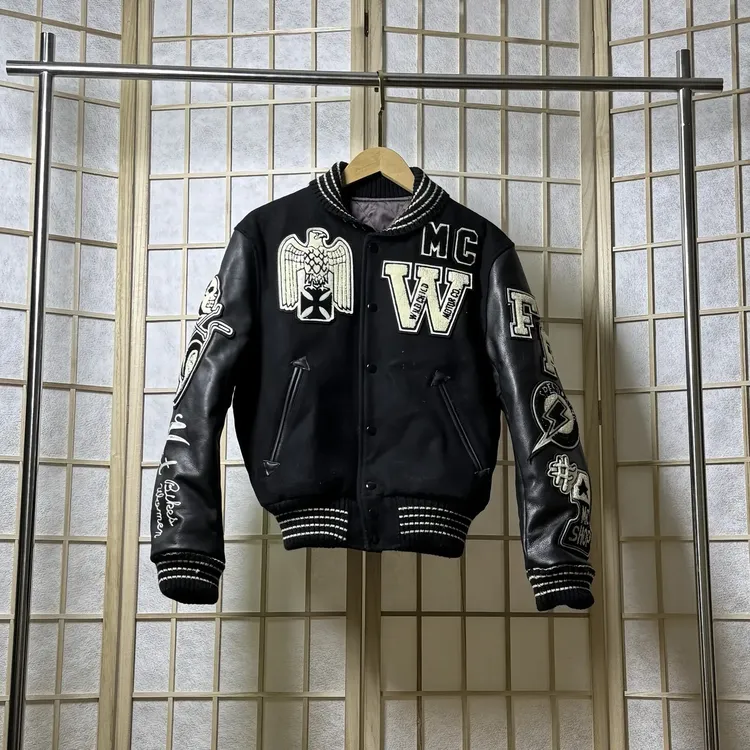 旧子出品自主夹棉东洋黑骷髅棒球服棉服vibe风格外套夹克男女短款