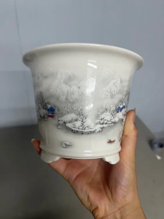 星宇高温贴画圆桶雪景花盆(内12-10)