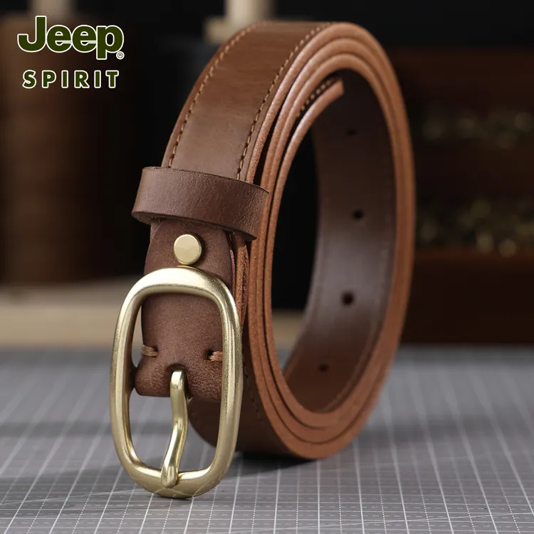 JEEP SPIRIT皮带女时尚百搭真皮头层牛皮2025新款牛仔裤装饰腰带