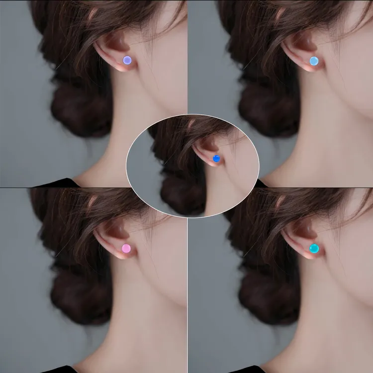 钛钢珐琅耳饰 发光珐琅钛钢耳钉简约时尚百搭耳骨钉ins风复古耳饰