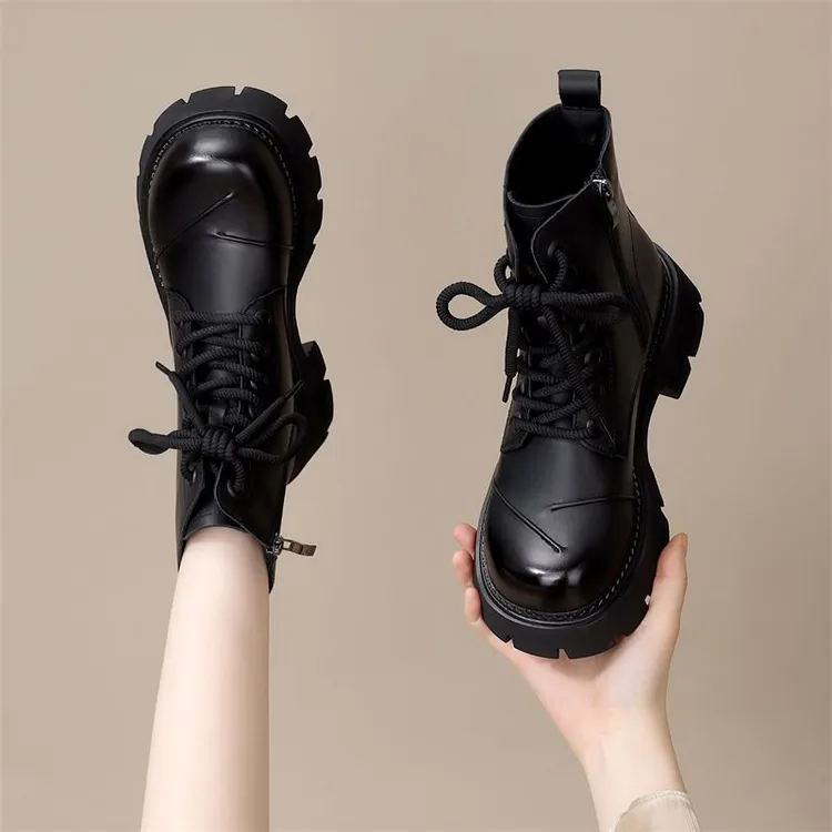 英伦风秋冬爆款短靴厚底增高女靴马丁靴靴子女款爆款2025新款