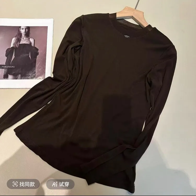 《姚家优麦汇》Y6755秋款圆领设计感时尚百搭长袖显瘦上衣款女