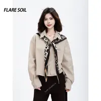 【FLARE SOIL】搭丝巾牛仔短外套秋装大衣衬衫版型上衣 T4726A