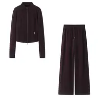 【艾家】套装女2025秋冬季新款针织衫外套修身德绒休闲裤4126/4113