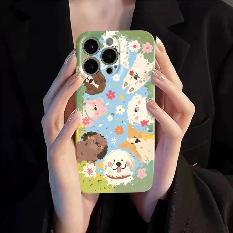 围观小狗花朵适用苹果16promax华为小米vivo oppo荣耀手机壳菲林
