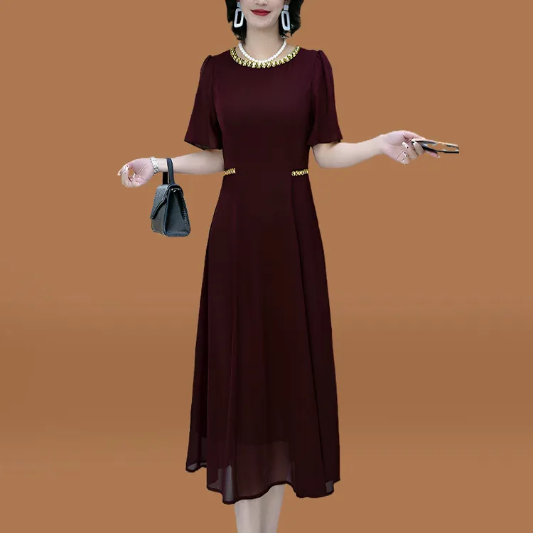 拉夏贝尔品牌连衣裙女2025夏季轻奢小众高级感喜婆婆妈妈结婚礼服