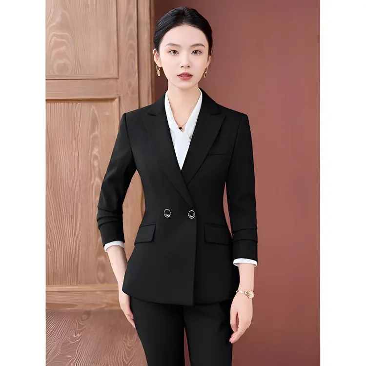 黑色西装外套女春秋2025新款商务气质正装酒店前台高端职业装套装