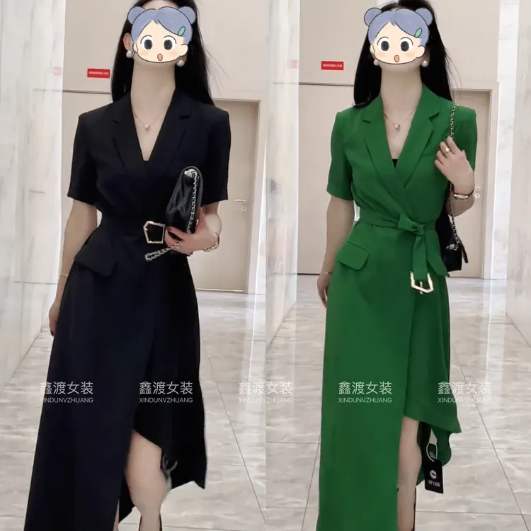 2025春夏新款时尚显瘦气质女士网红洋气连衣裙百搭款D6868