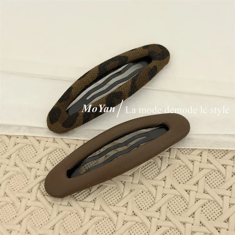 韩版高级感三角皮布艺发夹纯色豹纹边夹侧夹刘海夹简约百搭BB夹子