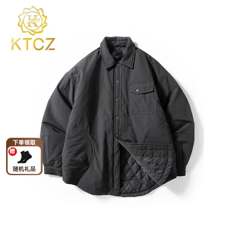 KTCZ棉衣男士秋冬新款绗缝夹棉外套机能防风防水宽松休闲保暖棉服