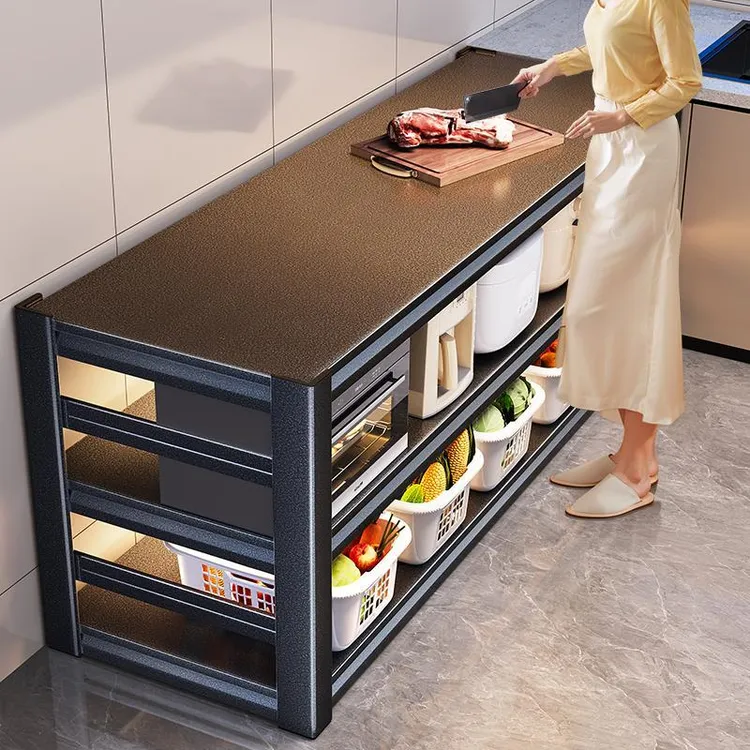 厨房置物架延长台面切菜工作台落地多层收纳微波炉多功能货架