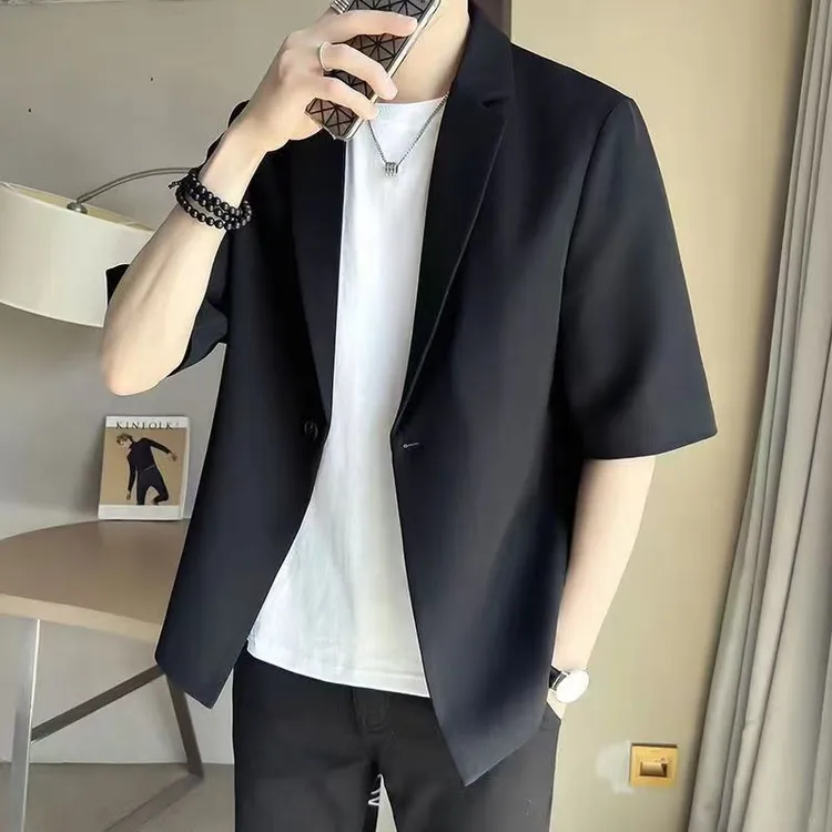 【三件套】夏季男士大码休闲西服套装韩版潮流成熟男款西装轻熟风