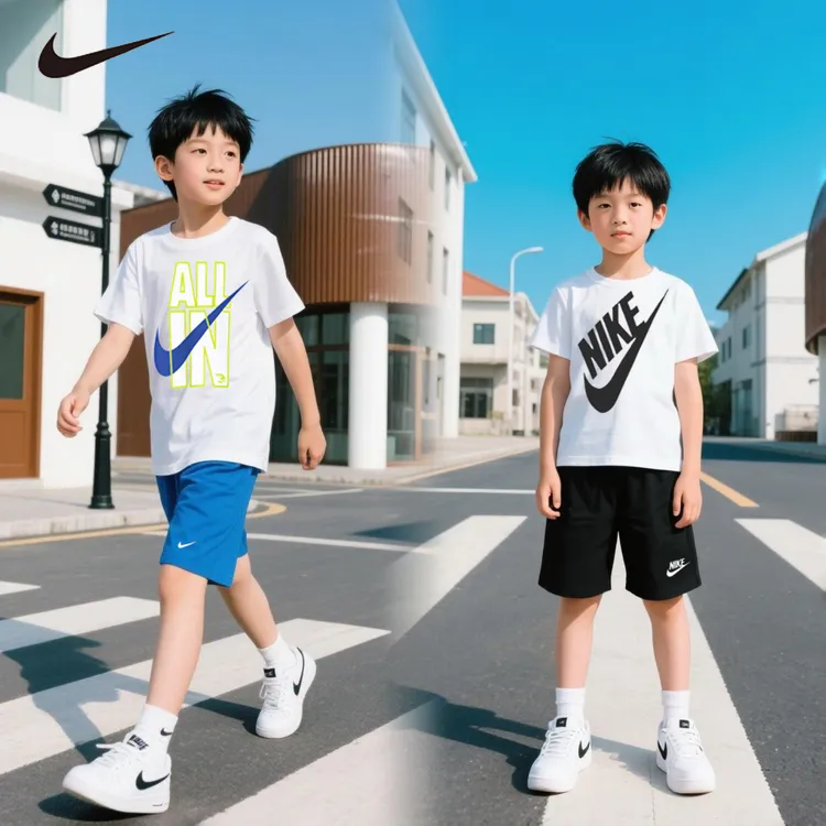 Nike耐克男女童装夏季印花透气舒适运动短袖套装I154