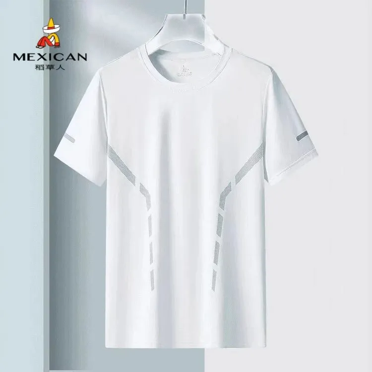 稻草人夏季休闲运动清凉透气速干清爽短袖男女士薄款透气宽松短袖